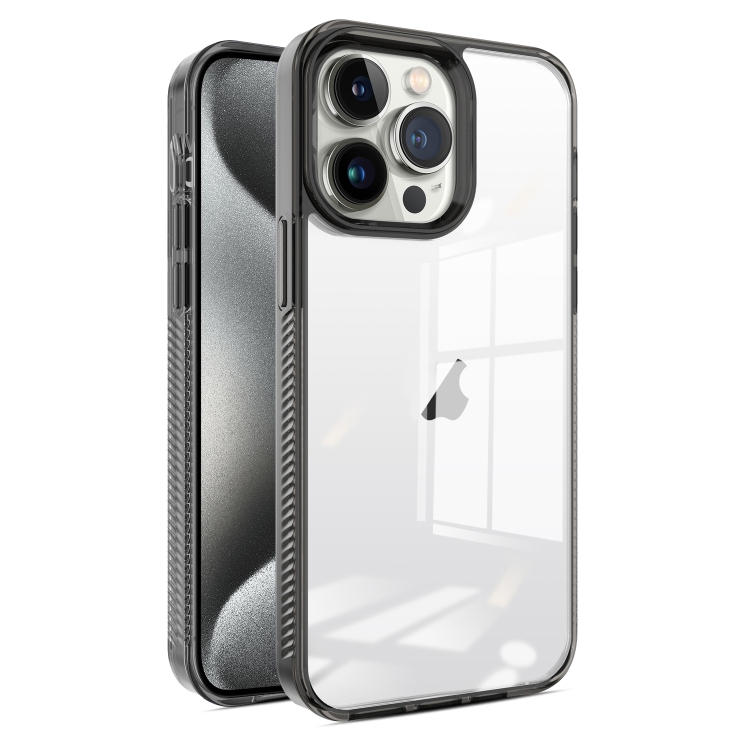 

For iPhone 15 Pro 2.5mm Anti-slip Clear Acrylic Hybrid TPU Phone Case(Black)