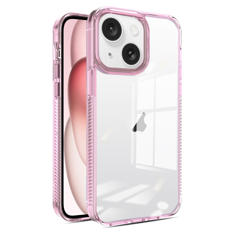 

For iPhone 15 Plus 2.5mm Anti-slip Clear Acrylic Hybrid TPU Phone Case(Pink)