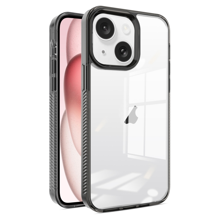 

For iPhone 15 2.5mm Anti-slip Clear Acrylic Hybrid TPU Phone Case(Black)
