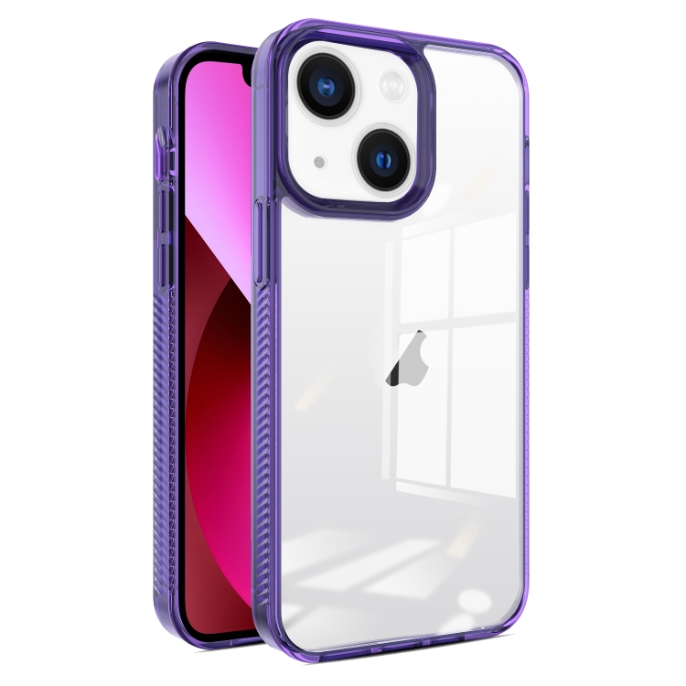 

For iPhone 14 / 13 2.5mm Anti-slip Clear Acrylic Hybrid TPU Phone Case(Deep Purple)