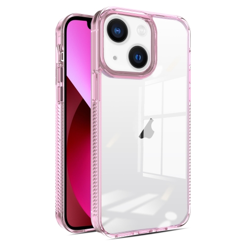 

For iPhone 14 / 13 2.5mm Anti-slip Clear Acrylic Hybrid TPU Phone Case(Pink)
