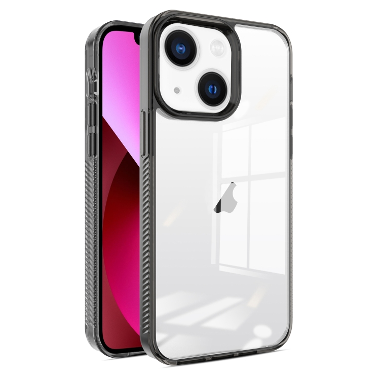 

For iPhone 14 / 13 2.5mm Anti-slip Clear Acrylic Hybrid TPU Phone Case(Black)