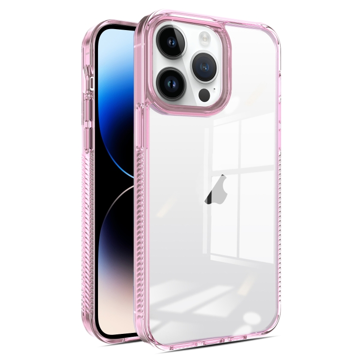 

For iPhone 14 Pro 2.5mm Anti-slip Clear Acrylic Hybrid TPU Phone Case(Pink)