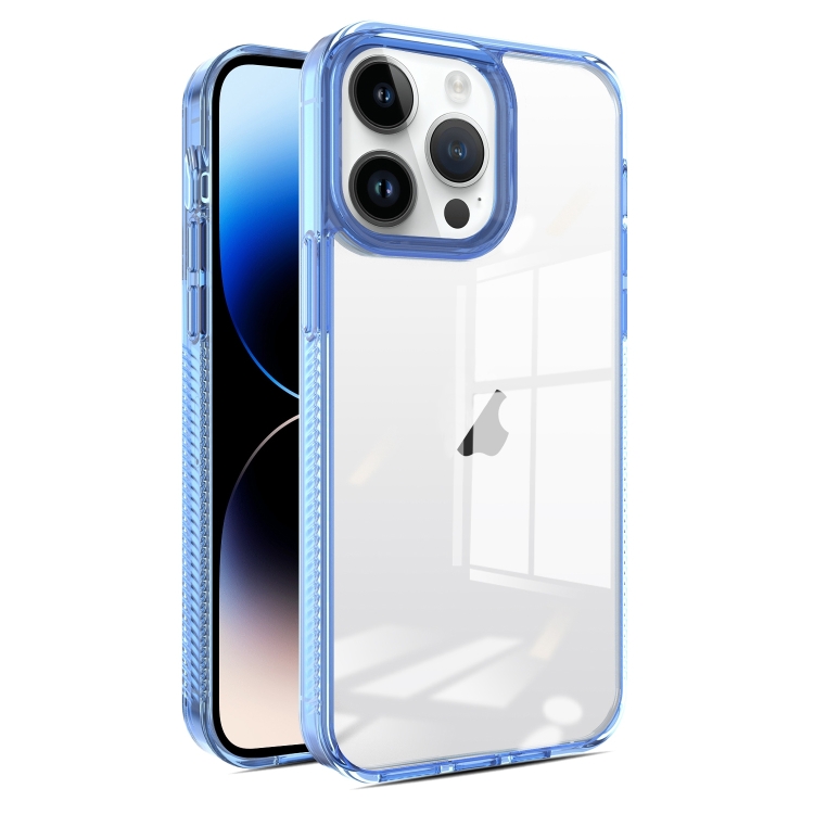 

For iPhone 14 Pro 2.5mm Anti-slip Clear Acrylic Hybrid TPU Phone Case(Sky Blue)