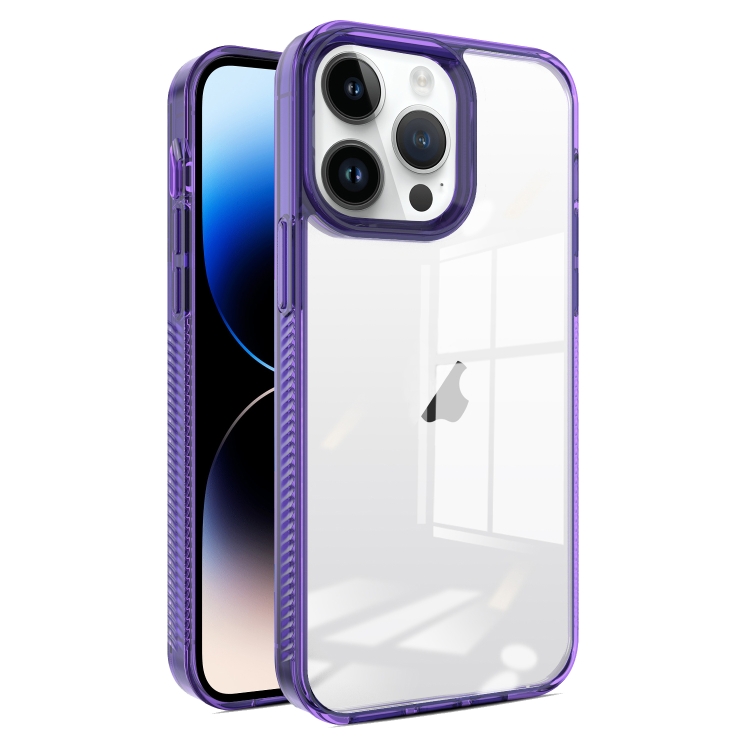 

For iPhone 14 Pro Max 2.5mm Anti-slip Clear Acrylic Hybrid TPU Phone Case(Deep Purple)