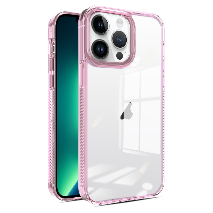 

For iPhone 13 Pro Max 2.5mm Anti-slip Clear Acrylic Hybrid TPU Phone Case(Pink)