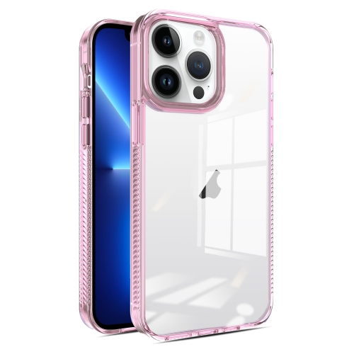 

For iPhone 13 Pro 2.5mm Anti-slip Clear Acrylic Hybrid TPU Phone Case(Pink)