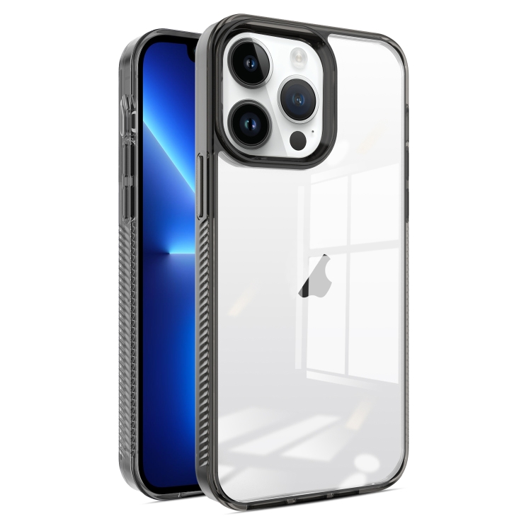 

For iPhone 13 Pro 2.5mm Anti-slip Clear Acrylic Hybrid TPU Phone Case(Black)