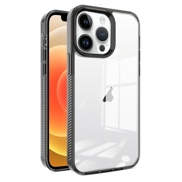 

For iPhone 12 / 12 Pro 2.5mm Anti-slip Clear Acrylic Hybrid TPU Phone Case(Black)