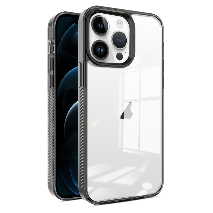 

For iPhone 12 Pro Max 2.5mm Anti-slip Clear Acrylic Hybrid TPU Phone Case(Black)