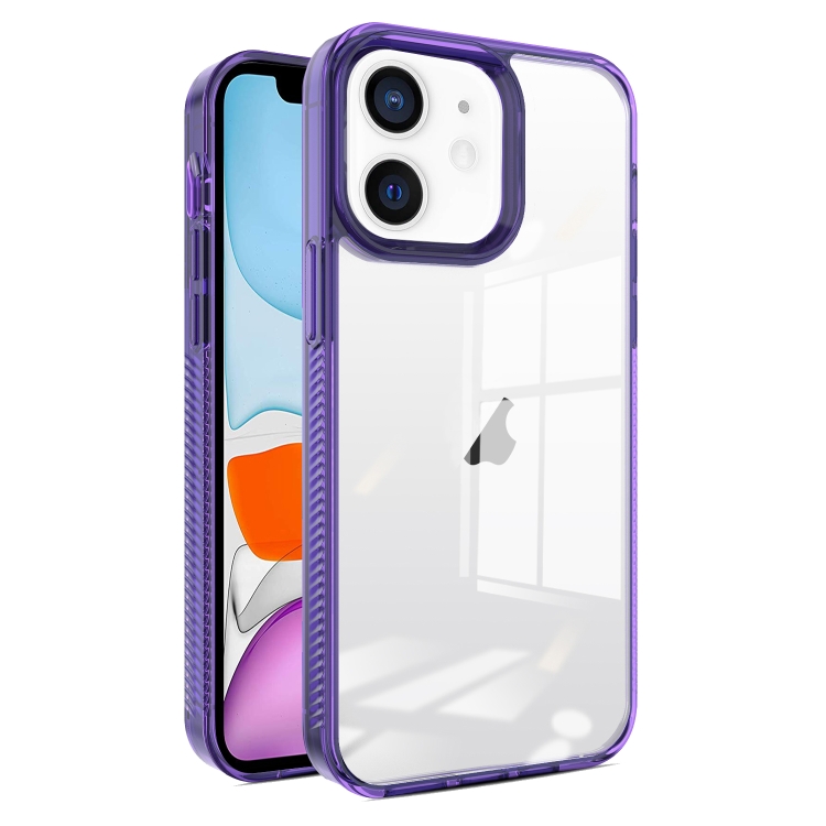 

For iPhone 11 2.5mm Anti-slip Clear Acrylic Hybrid TPU Phone Case(Deep Purple)