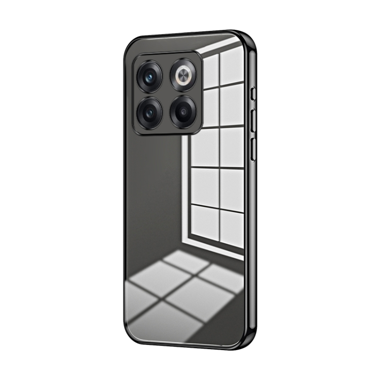 

For OnePlus 10T / Ace Pro Transparent Plating Fine Hole Phone Case(Black)
