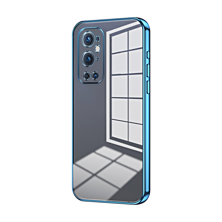 

For OnePlus 9 Pro Transparent Plating Fine Hole Phone Case(Blue)