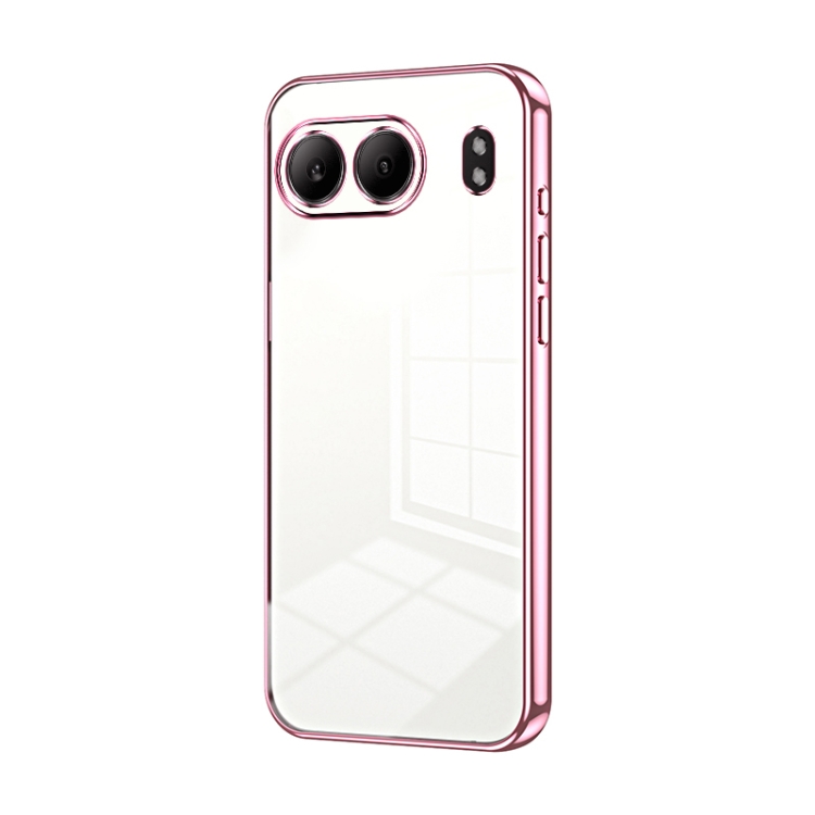 

For OnePlus Nord 4 Transparent Plating Fine Hole Phone Case(Pink)