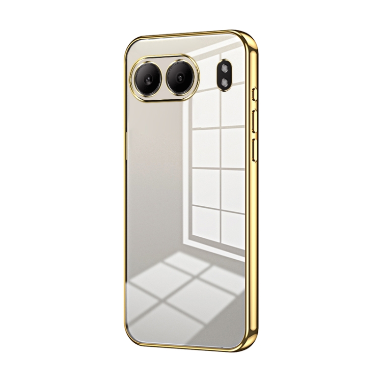 

For OnePlus Nord 4 Transparent Plating Fine Hole Phone Case(Gold)