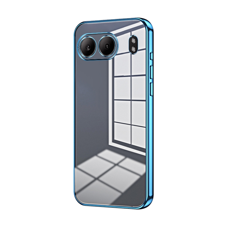 

For OnePlus Nord 4 Transparent Plating Fine Hole Phone Case(Blue)
