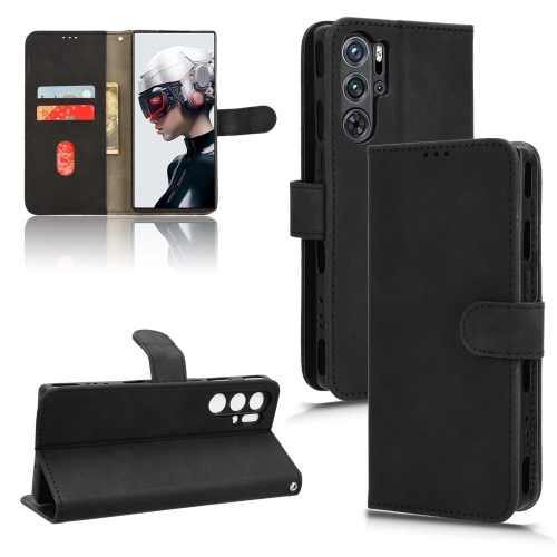 

For ZTE nubia Red Magic 9 Pro Skin Feel Magnetic Flip Leather Phone Case(Black)