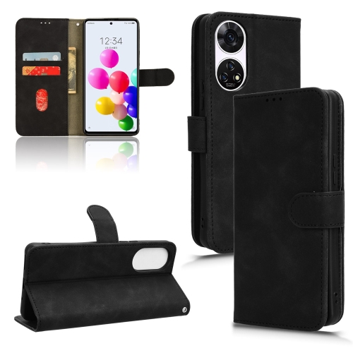 For ZTE Anshin Family Skin Feel Magnetic Flip Leather Phone Case(Black) simple office chair staff chair boss chair genuine leather computer chair family chair can lie on cowhide front chair