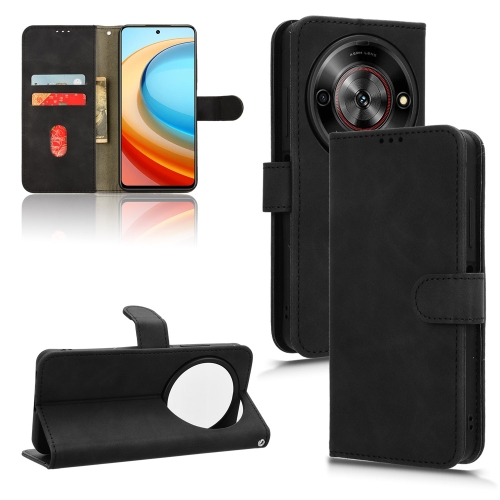 

For ZTE Blade A75 5G Skin Feel Magnetic Flip Leather Phone Case(Black)