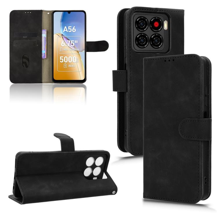 For ZTE Blade A56 4G Skin Feel Magnetic Flip Leather Phone Case(Black)