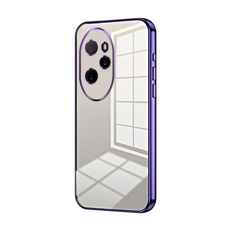 

For Honor 100 Pro Transparent Plating Fine Hole Phone Case(Purple)