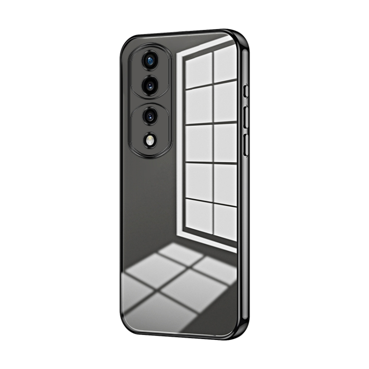 

For Honor 70 Pro / 70 Pro+ Transparent Plating Fine Hole Phone Case(Black)