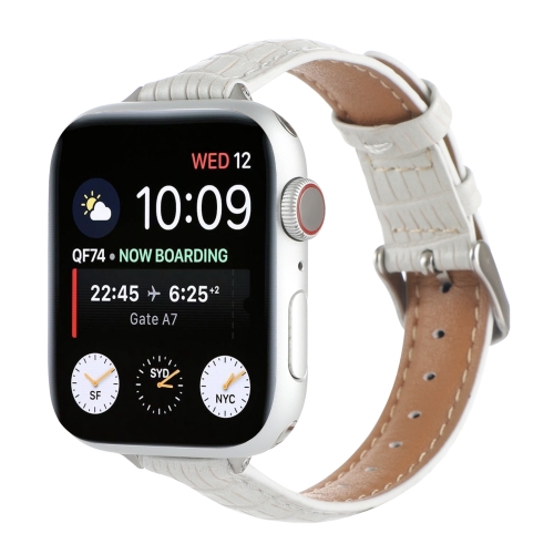 Para Apple Watch Series 9 45 mm pulseira de relógio fina de couro de crocodilo (branca)