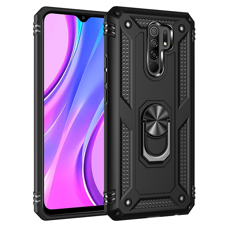

For Xiaomi Redmi 9 Shockproof TPU + PC Protective Case with 360 Degree Rotating Holder(Black)