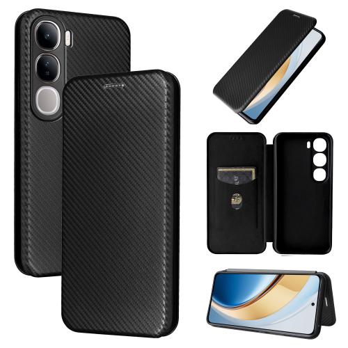 

For vivo V30e / V40 Lite 5G Carbon Fiber Texture Flip Leather Phone Case(Black)