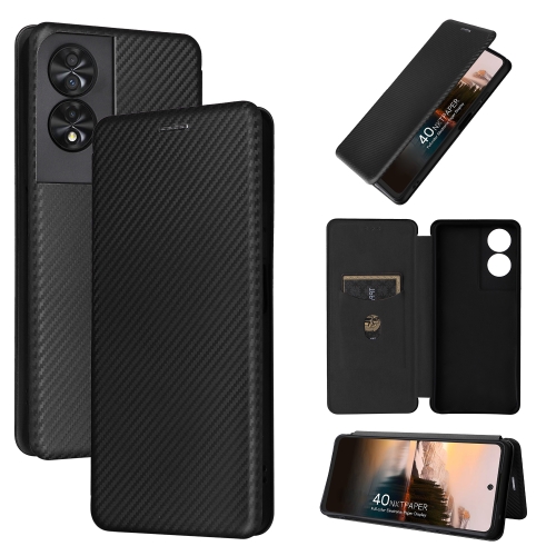 

For TCL 40 NXTpaper 4G Carbon Fiber Texture Flip Leather Phone Case(Black)
