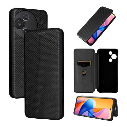 

For TCL 60R 5G / 60 5G Carbon Fiber Texture Flip Leather Phone Case(Black)
