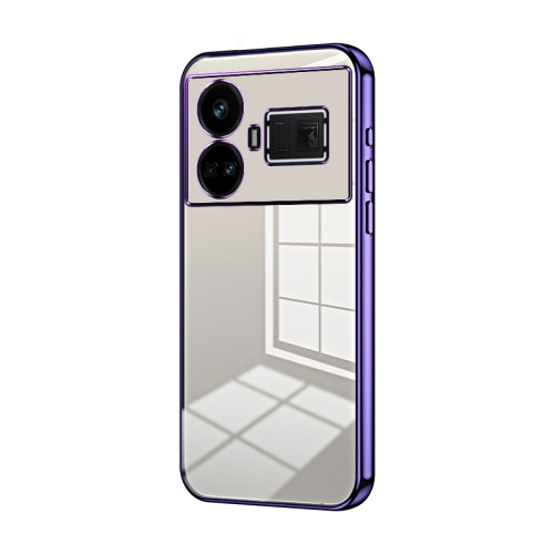 

For Realme GT5 Transparent Plating Fine Hole Phone Case(Purple)