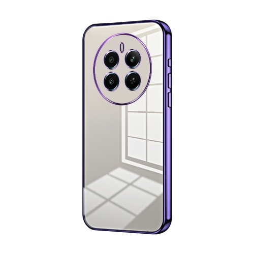 

For Realme 12+ Transparent Plating Fine Hole Phone Case(Purple)