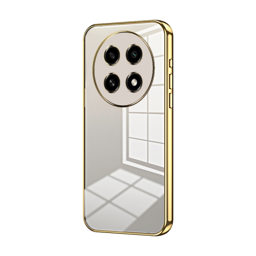 

For OPPO A2 Pro Transparent Plating Fine Hole Phone Case(Gold)
