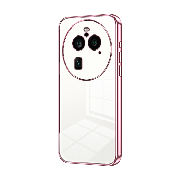 

For OPPO Find X6 Pro Transparent Plating Fine Hole Phone Case(Pink)