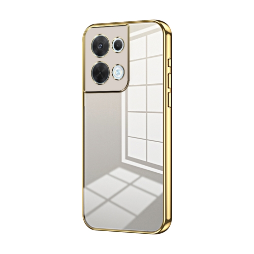 

For OPPO Reno8 Transparent Plating Fine Hole Phone Case(Gold)