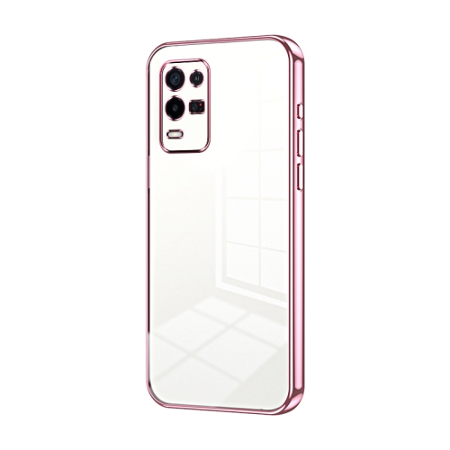 

For OPPO K9x Transparent Plating Fine Hole Phone Case(Pink)