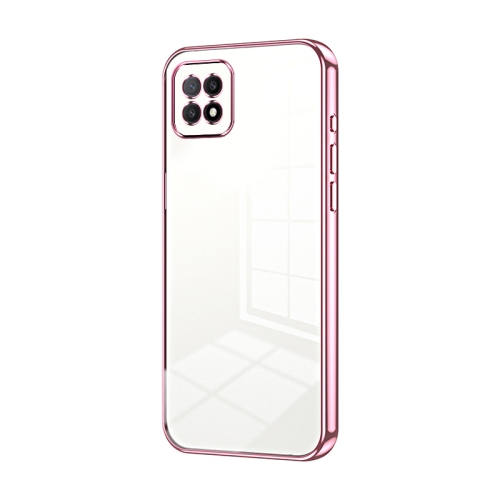 

For OPPO A72 5G / A73 5G Transparent Plating Fine Hole Phone Case(Pink)