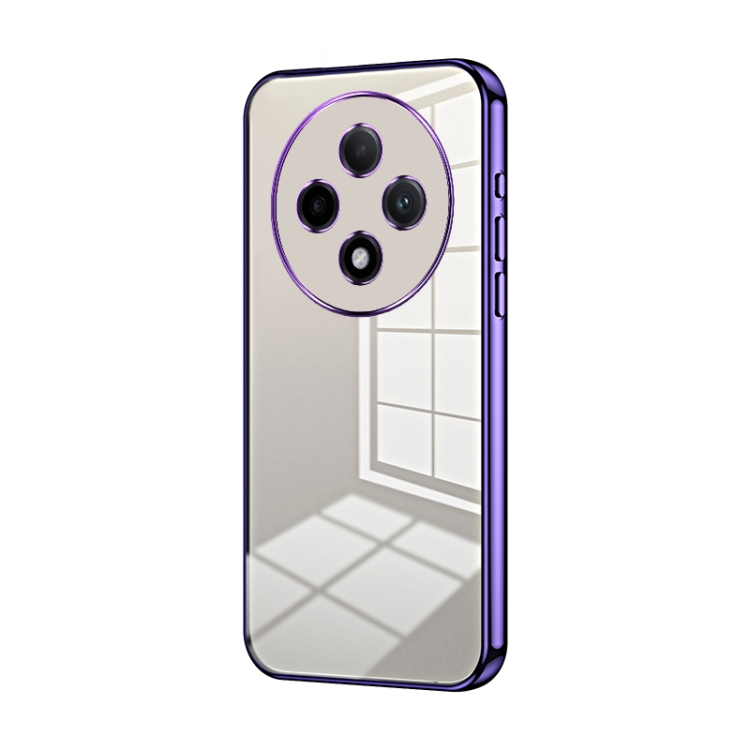 

For OPPO A3 Pro Transparent Plating Fine Hole Phone Case(Purple)