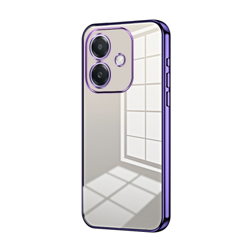 

For OPPO A3x Global Transparent Plating Fine Hole Phone Case(Purple)