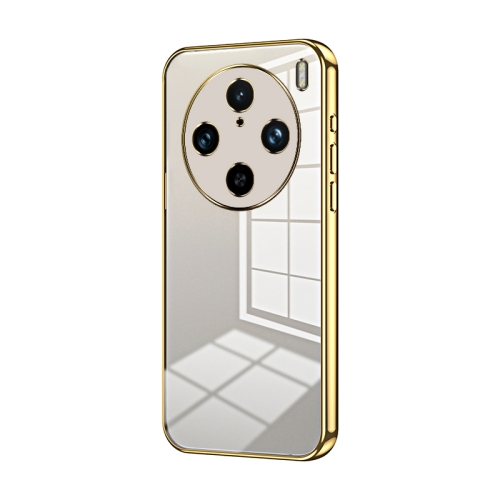 

For vivo X100 Pro Transparent Plating Fine Hole Phone Case(Gold)