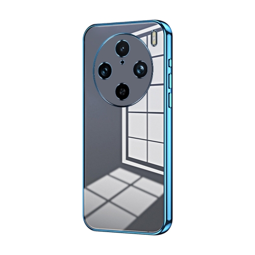 

For vivo X100 Pro Transparent Plating Fine Hole Phone Case(Blue)