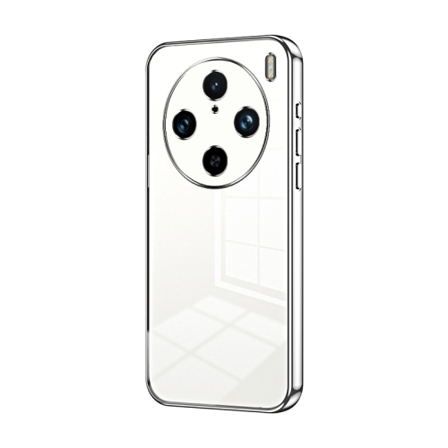 

For vivo X100 Pro Transparent Plating Fine Hole Phone Case(Silver)