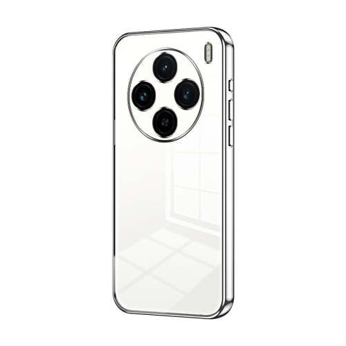 

For vivo X100 Transparent Plating Fine Hole Phone Case(Silver)