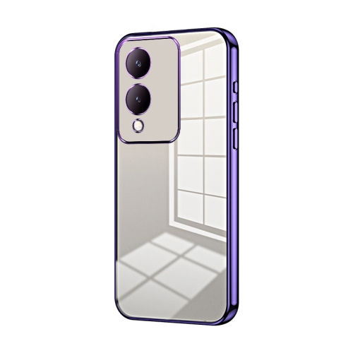 

For vivo Y17s Transparent Plating Fine Hole Phone Case(Purple)