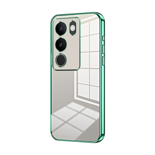 

For vivo S17 / S17 Pro / S17t / V29 Transparent Plating Fine Hole Phone Case(Green)