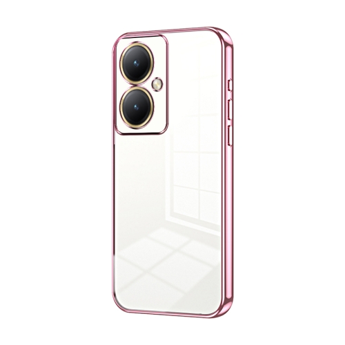 

For vivo Y35M+ / Y35+ / Y27 4G Transparent Plating Fine Hole Phone Case(Pink)