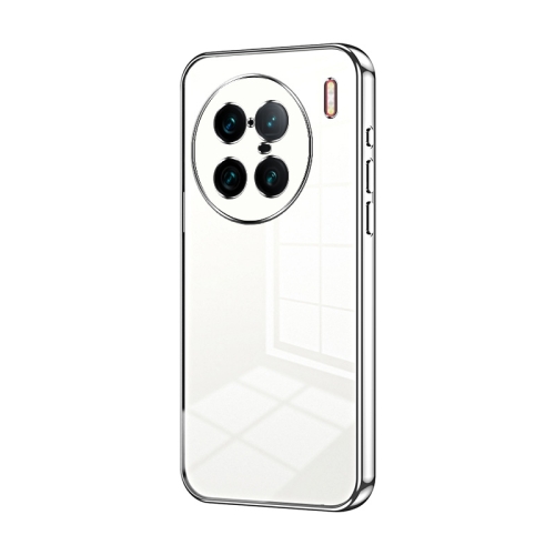 

For vivo X90 Pro+ Transparent Plating Fine Hole Phone Case(Silver)