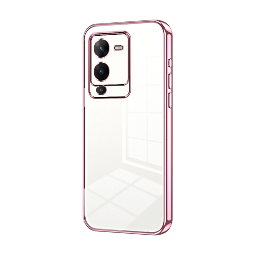 

For vivo S15 Pro / V25 Pro Transparent Plating Fine Hole Phone Case(Pink)