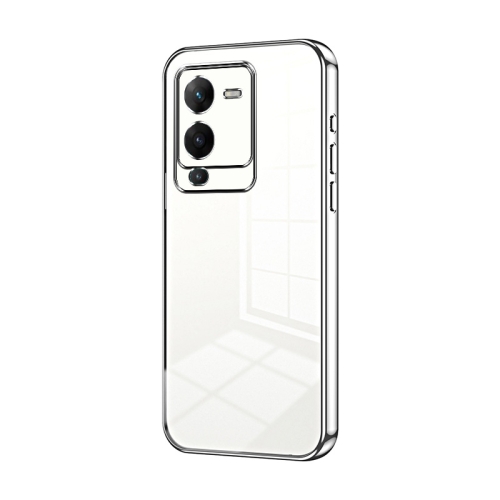 

For vivo S15 Pro / V25 Pro Transparent Plating Fine Hole Phone Case(Silver)